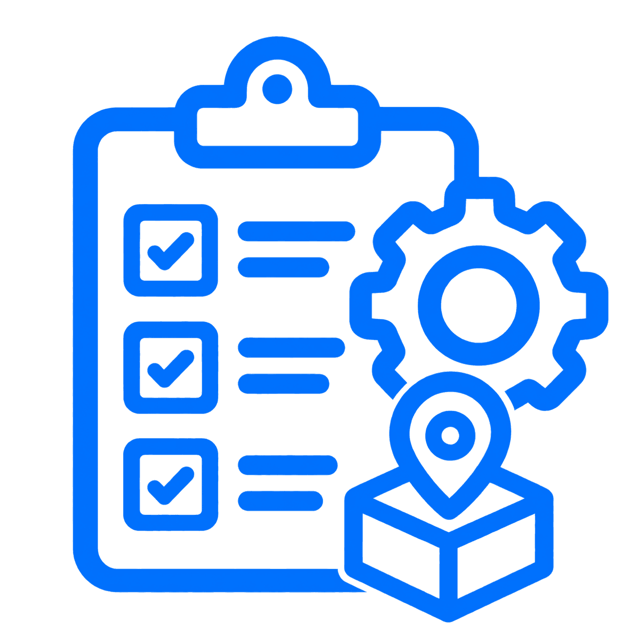 Digital service records and asset tracking icon with report and gear.